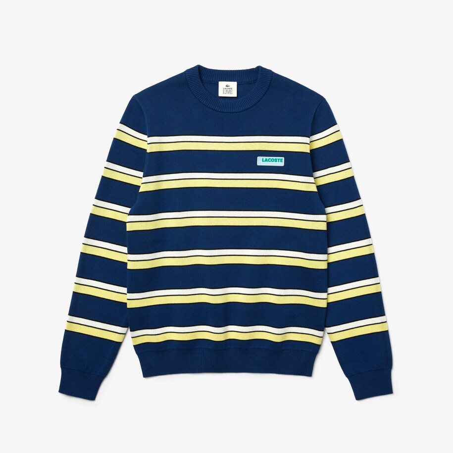 Men S Lacoste Live Striped Cotton Crew Neck Sweater Lacoste
