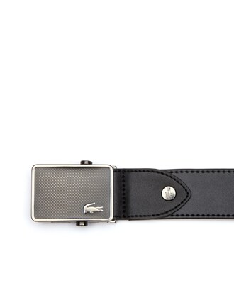 Men's Petit Piqué Engraved Plate Buckle Leather Belt