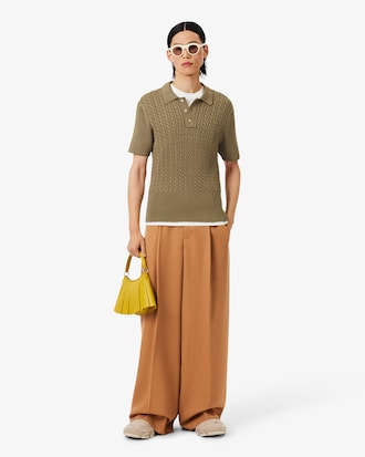 Runway Cable Knit Polo Collar Sweater