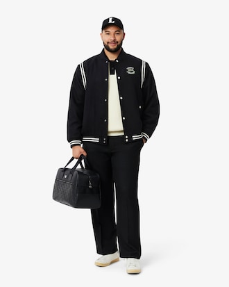 Wool Contrast Badge Varsity Jacket