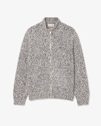 Zipped Mercerized Wool Knit Sweater