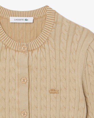 Washed Effect Cable Knit Cardigan