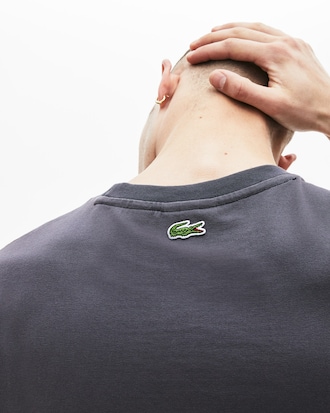 Men's Lacoste LIVE Crew Neck Print Crest Cotton T-shirt