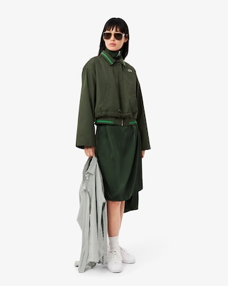 Oversized Polo Collar Twill Jacket