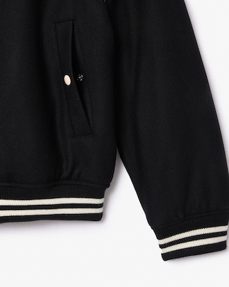 Wool Contrast Badge Varsity Jacket