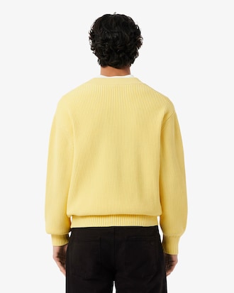Relaxed Fit Ribbed Cotton Cardigan