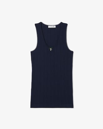 Slim Fit Pointelle Knit Cotton Tank Top