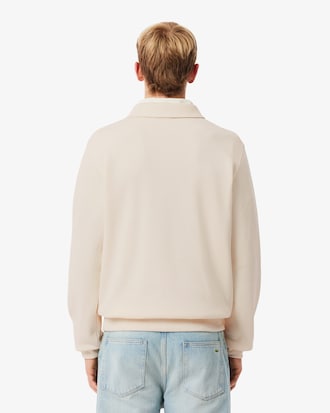 Ribbed Cotton Polo Collar Sweatshirt