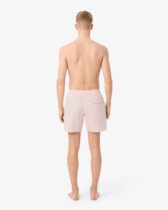 Mid Length Striped Textured Swim Trunks