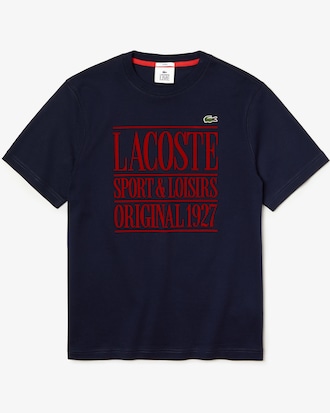 Unisex Lacoste LIVE Crew Neck Lettered Cotton T-shirt