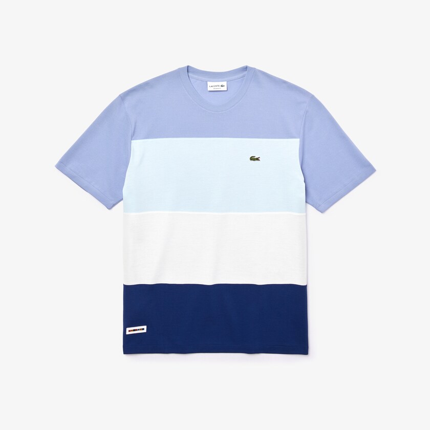Men S Colourblock Striped Cotton Pique Crew Neck T Shirt Lacoste