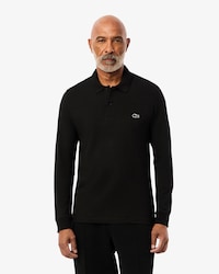 Regular Fit Long Sleeved Cotton Blend Polo Shirt