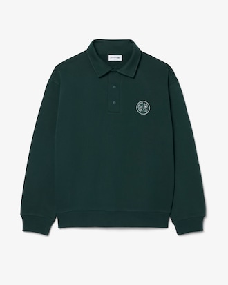 Polo Collar Badge Accent Sweatshirt