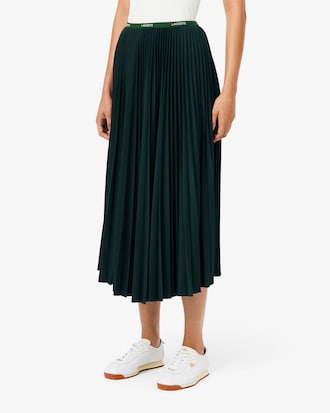 Long Pleated Elasticated Waist Skirt