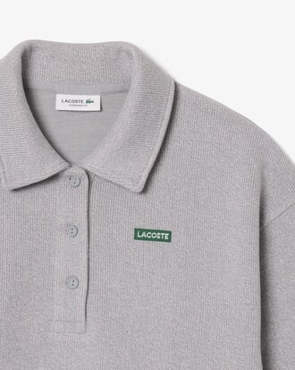 Oversized Ribbed Polo Collar Sweatshirt