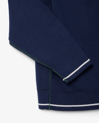 Cotton and Wool Blend Long Sleeved Polo Shirt