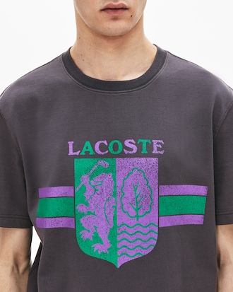 Men's Lacoste LIVE Crew Neck Print Crest Cotton T-shirt