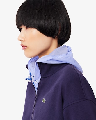 High Neck Zipped Piqué Sweatshirt