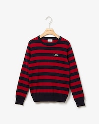 Boys' Crew Neck Striped Cashmere And Cotton Sweater