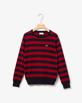 Boys' Crew Neck Striped Cashmere And Cotton Sweater
