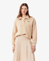 Oversized Ribbed Polo Collar Sweatshirt