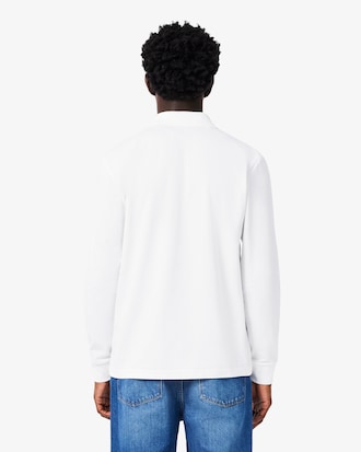 Regular Fit Long Sleeved Cotton Blend Polo Shirt