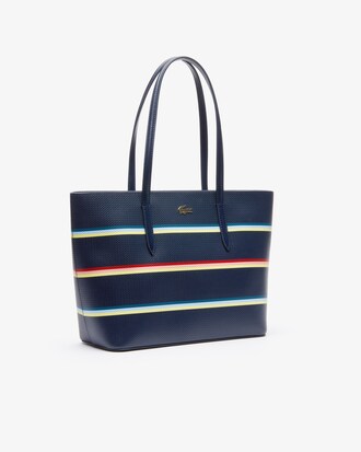 Women's Chantaco Colour Striped Piqu&eacute; Leather Zip Tote Bag