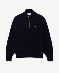 Zipped High Neck Wool Sweater