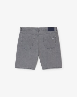 Washed Effect Dyed Denim Bermuda Shorts