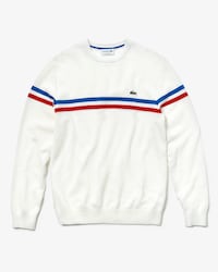 Men's MADE IN FRANCE Crew Neck Tricolour Striped Cotton Sweater