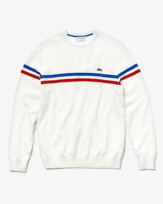 Men's MADE IN FRANCE Crew Neck Tricolour Striped Cotton Sweater