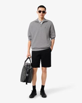 Zip-Up High Neck Interlock Sweatshirt