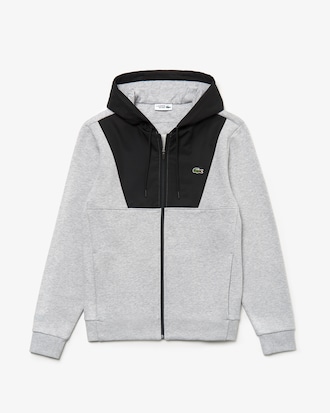 Men's Lacoste SPORT Contrast Panels Fleece Zip Hoodie