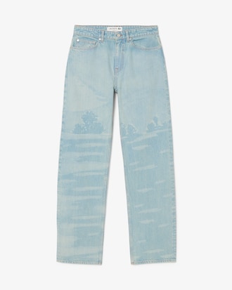 Straight Fit Landscape Motif Denim Jeans