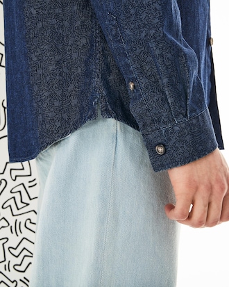 Men's Keith Haring Print Slim Fit Cotton Shirt