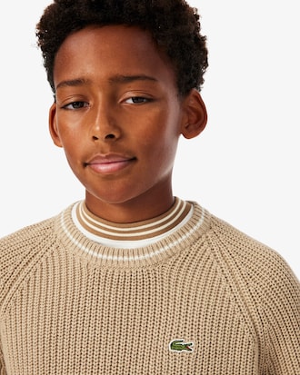 Cotton and Wool Blend Crew Neck Sweater
