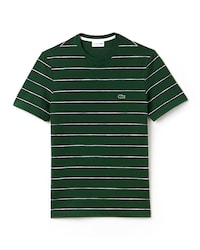 Men's Crew Neck Striped Print Cotton Mini Piqu&eacute; T-shirt