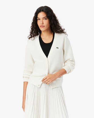 V Neck Moss Stitch Cotton Cardigan