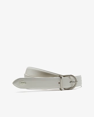 Women's L.12.12 Lacoste Engraved Tongue Buckle Leather Belt
