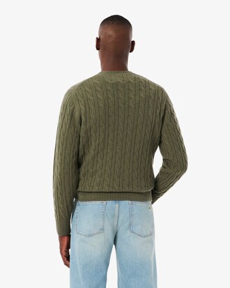 Cable Knit Wool Crew Neck Sweater