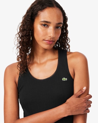 Slim Fit Pointelle Knit Cotton Tank Top