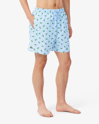 Mid Length Crocodile Print Swim Trunks
