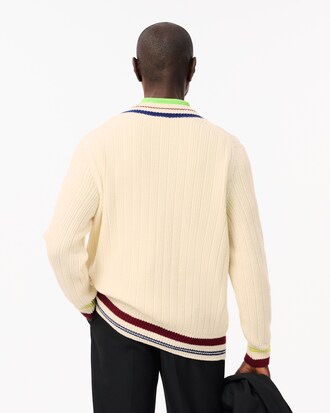 Tennis Style Carded Wool Sweater