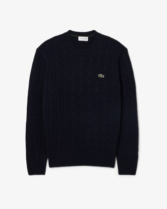 Cable Knit Wool Crew Neck Sweater