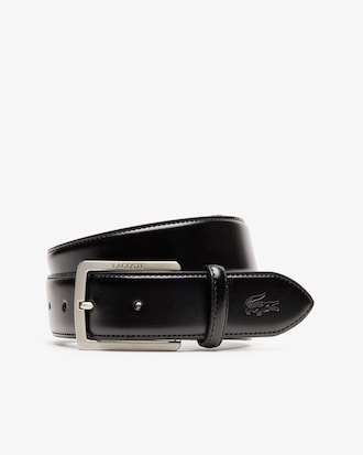 Men's Lacoste Engraved Buckle And Stamped Crocodile Leather Belt