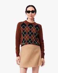 Embroidered Argyle Intarsia Sweater