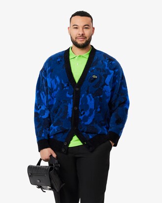 Relaxed Fit Intarsia Jacquard Cardigan