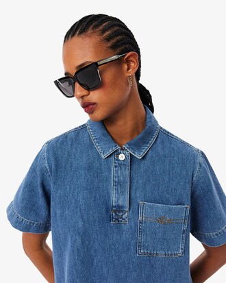 Oversized Denim Polo Dress