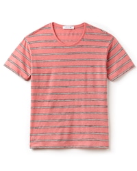 Women's Wide Neck Striped Cotton And Linen Jersey T-shirt