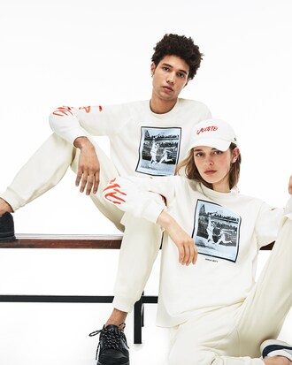 Unisex Lacoste LIVE Signature Print Cotton T-shirt